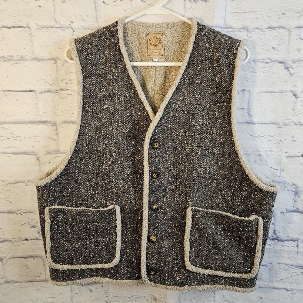 Wah Maker Vtg Vest Mens XL Wool Blend Fleece Lined Western Cowboy Made In USA